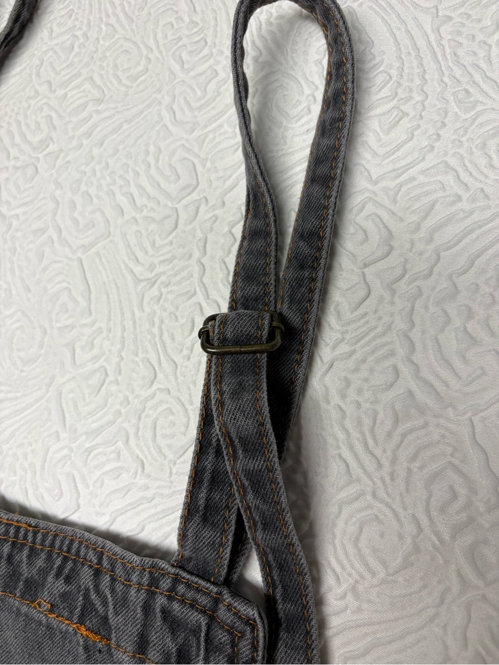 Gray Denim Overalls with Contrast Stitching - Size 2XL - Picture 8 of 10